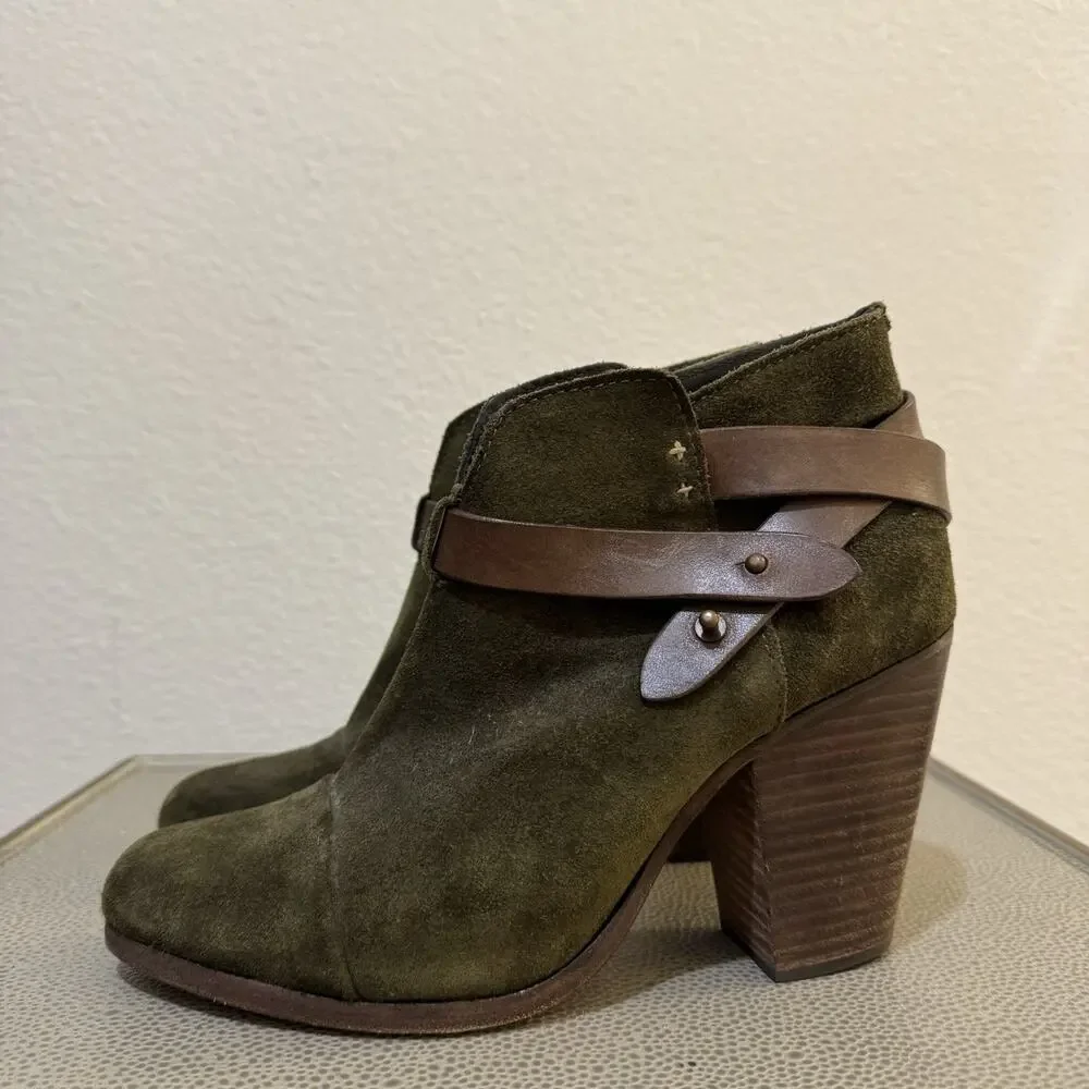 Rag & Bone Ankle Boots Womens Shoes size EU40 Harrow Green Suede Leather Booties